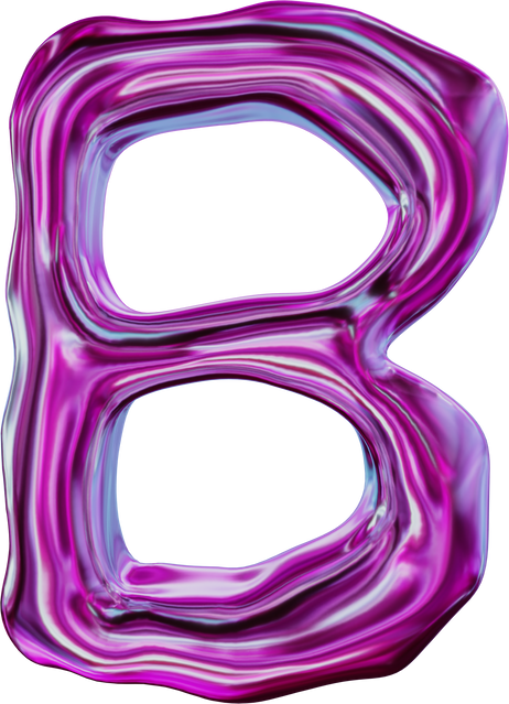 Purple Letter B 3D Iridescent Chrome