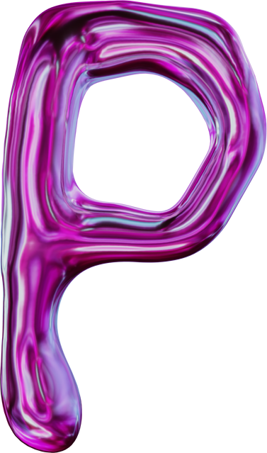 Purple Letter P 3D Iridescent Chrome