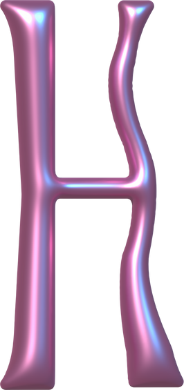 3D Pink Chrome Y2K Alphabet H