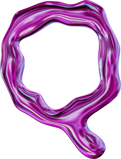 Purple Alphabet Q 3D Iridescent Chrome