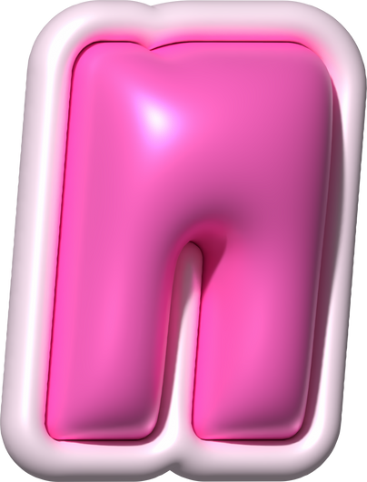 Inflated Bubble Pink 3D Typeface N