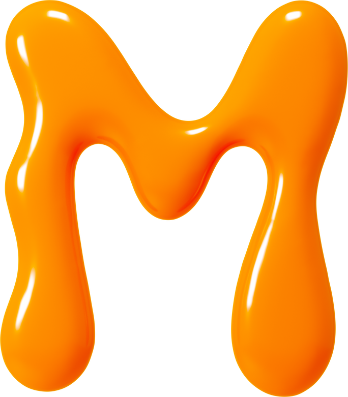 3d Orange Liquid Letter M