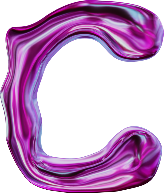 Purple Letter C 3D Iridescent Chrome