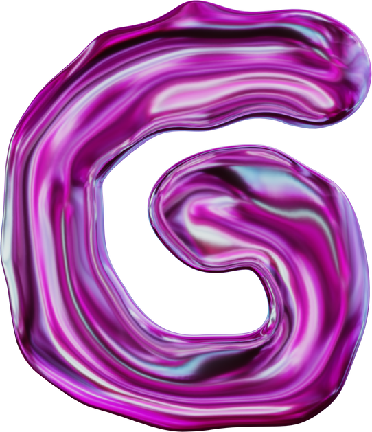 Purple Letter G 3D Iridescent Chrome