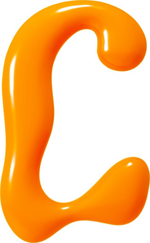 3d Orange Liquid Letter C