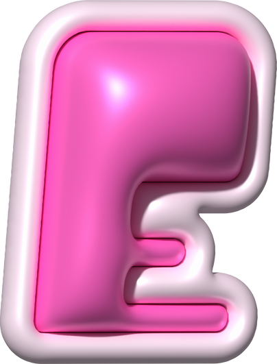 Inflated Bubble Pink 3D Typeface E
